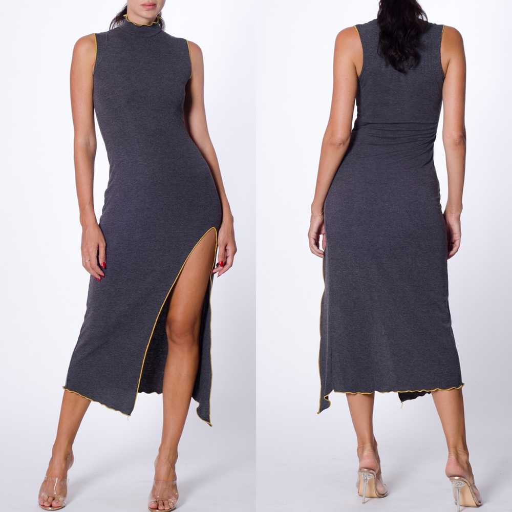 The Ribbed Side Slit Midi